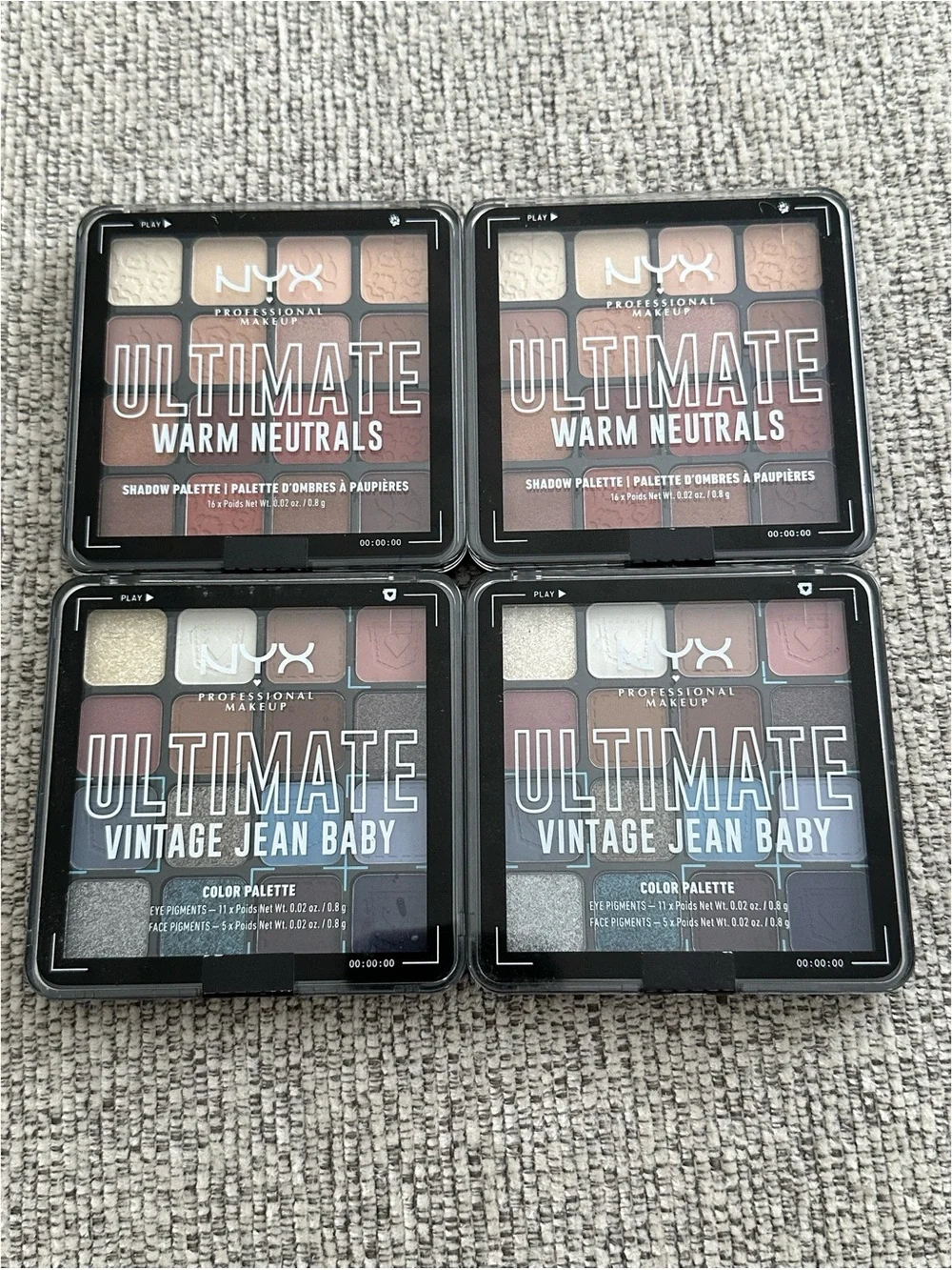 BRAND NEW Lot of 4 NYX Professional Makeup Ultimate Eyeshadow Palette Sets